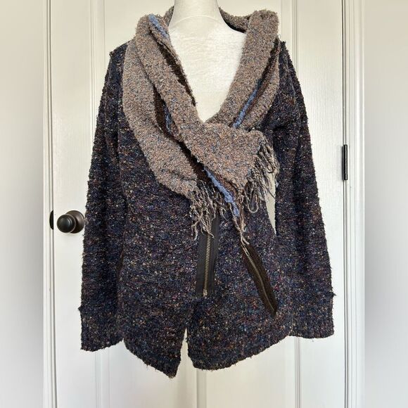 Curio by Anthropologie Women’s Fringe Sweater Zip Cardigan Size Small - Picture 1 of 14